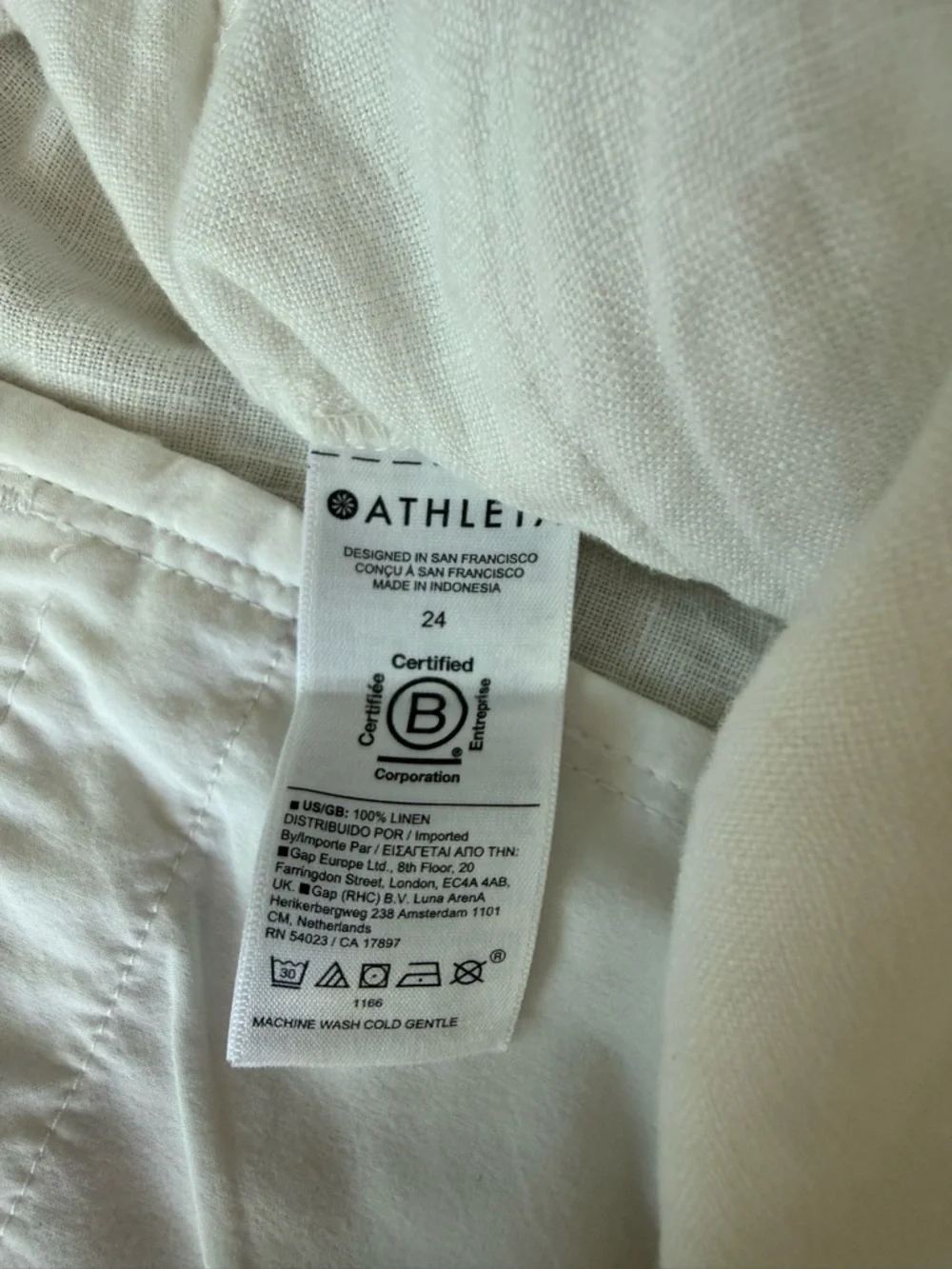 Athleta White Linen Jogger Pants Relaxed Coastal Minimal Elastic Waist 24 - Picture 4 of 6